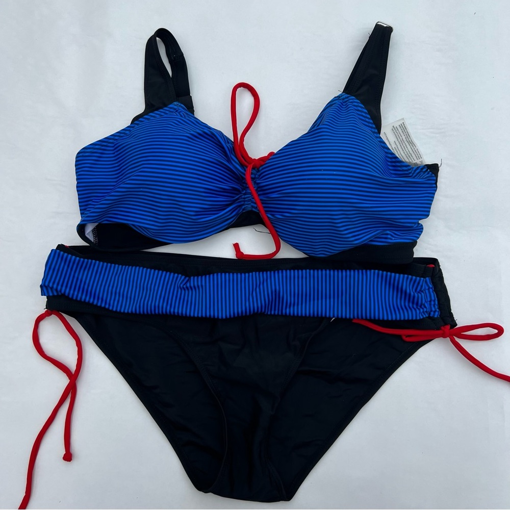 Womens size xlarge 2 piece royal‎ blue black bikini swimsuit